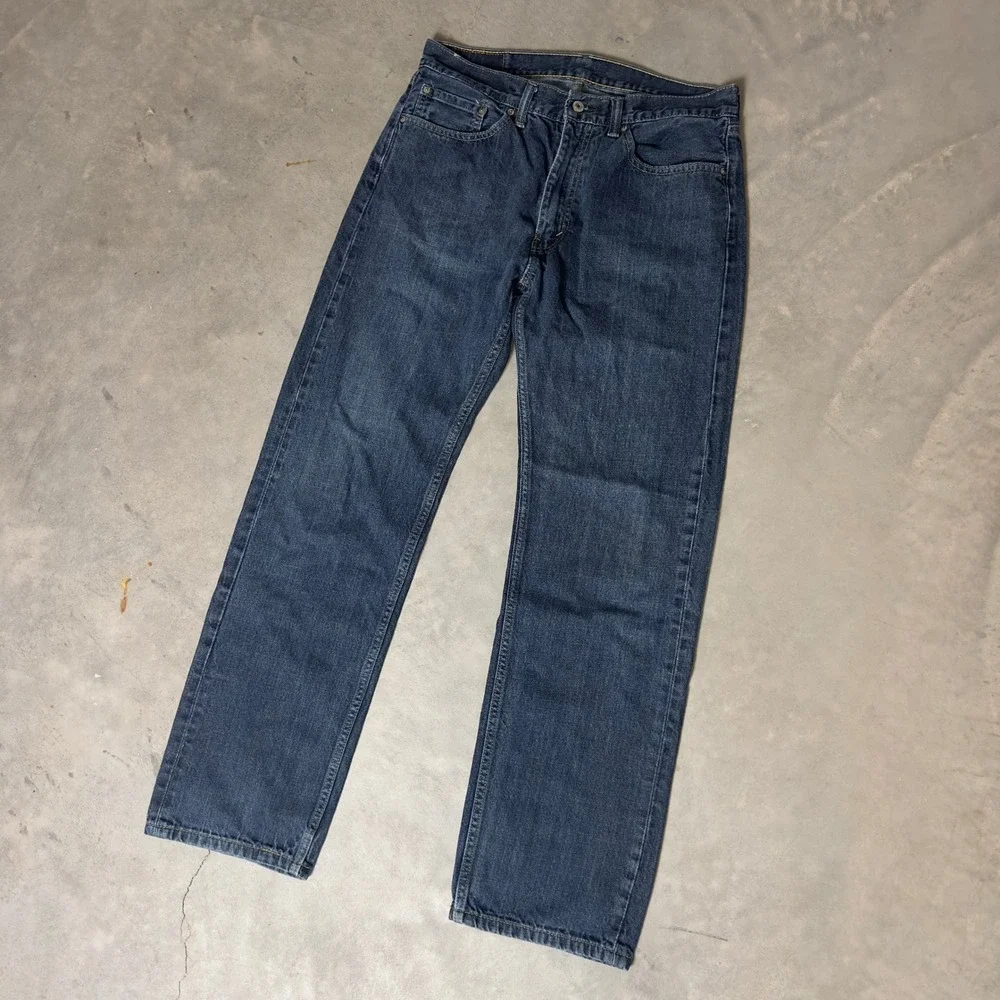 Levis 505 Regular Fit Straight Leg Jeans Men 36x34 Blue Dark Wash Baggy Heritage